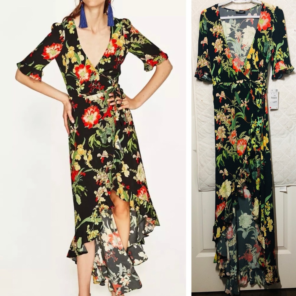 SOLD OUT  NWT ZARA LONG FLORAL PRINT DRESS